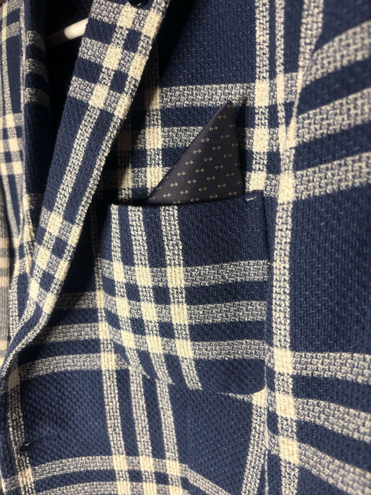 Xagon Man made in italy Sakko 50 Blau mit kariertem Muster
